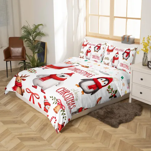 Miniatura 5 de Erosebridal Juego de ropa de cama de Navidad para niños, tamaño individual, funda de edredón de animales lindos para niños y niñas, decoración