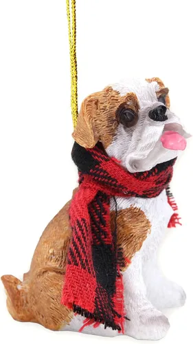 Miniatura 8 de Needzo Adorno navideño de bulldog, decoración festiva para colgar para mascotas, regalos para amantes de los perros, 2.5 x 1.3 x 2.5 pulgadas