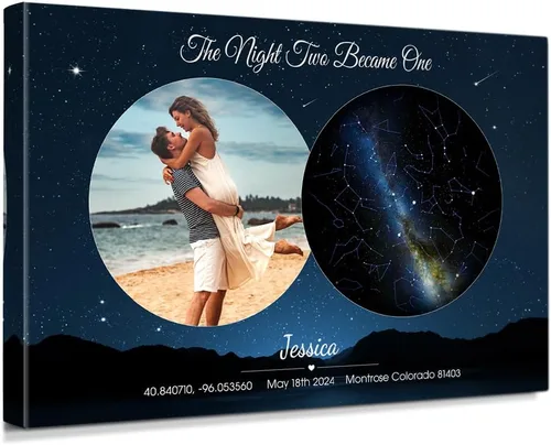 Miniatura 55 de IPIC - Tiernas mareas, ilustraciones personalizadas con nombres y fecha, regalo de amor para aniversario, boda, cumpleaños y vacaciones. 12#P (24x16)