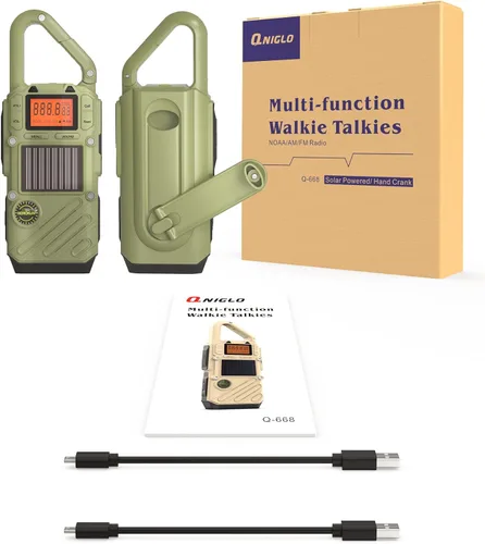 Miniatura 7 de Walkie Talkies de emergencia para adultos con NOAA, FM, SOS, escaneo y linterna 10 millas, manivela solar/carga USB, campamento VOX, caza