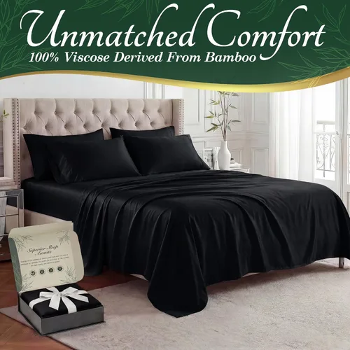 Miniatura 2 de DECOLURE Juego de sábanas 100% viscosa derivada de bambú, tamaño individual, sábanas de lujo de 4 piezas de enfriamiento natural, juego de cama
