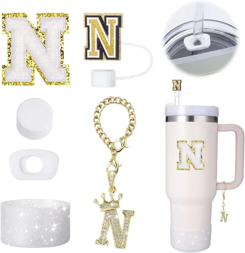 Miniatura 17 de Mity Rain Set de 6 piezas de accesorios para taza para Stanley de 30 oz y 40 oz con asa, tapa para pajita, dije con iniciales de taza, bota