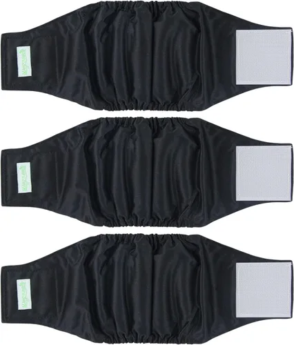 wegreeco - Pañales lavables para perros machos, bandas envolventes para vientre, paquete de 3 (negro, negro, negro), talla XS
