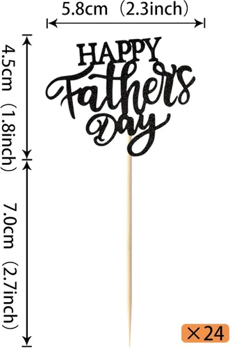 Miniatura 3 de Rsstarxi Paquete de 24 adornos para cupcakes con purpurina negra para el Día del Padre, para el Día del Padre, decoración de tartas, suministros