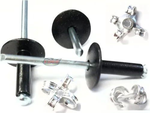 Miniatura 11 de Remaches Pop de aluminio negro plano de 3/16 "cabeza grande explosión de plátano Peel Back Fasteners .125 - .560 Grip Range