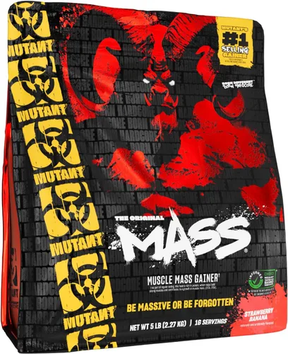 Mutant Mass | Proteína en polvo para ganar masa de peso, proteína en polvo alta en calorías para ganancia de masa, fresa plátano, 5 libras