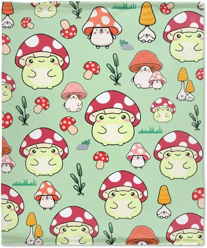 Miniatura 9 de Manta de rana y hongos, manta suave y acogedora de franela para sofá, cama, sala de estar, 40 x 30 pulgadas (XS) para mascotas