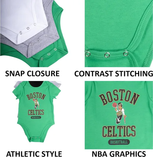 Miniatura 4 de Ultra Game Conjunto de cuerpo para bebé de la NBA oficial para jóvenes, súper suave, de algodón, paquete de 3 Creeper