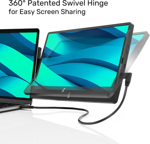 Miniatura 2 de SideTrak Extensor de Monitor Portátil Conectable Giratorio de 14 pulgadas, Pantalla Dual FHD TFT para Laptop con Soporte + Bisagra Giratoria Única