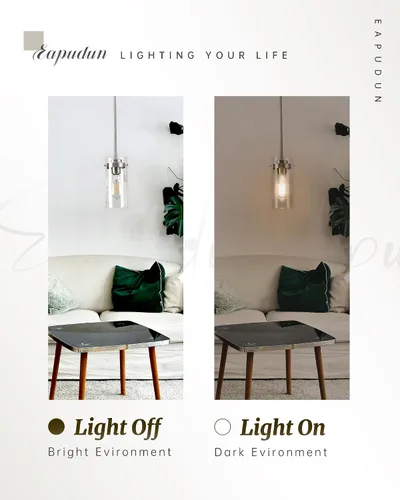 Miniatura 4 de EAPUDUN Lámparas colgantes, acabado de níquel cepillado, luces de cocina de techo, luces colgantes de vidrio transparente Isla