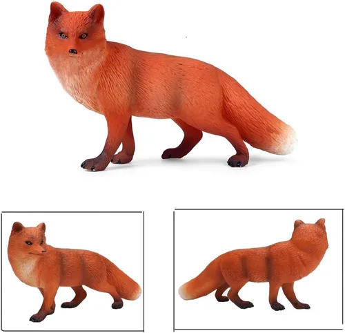 Miniatura 3 de Conjunto de figuras de juguete de zorros UANDME incluye figuras de zorro ártico y zorros rojos para decorar pasteles (5 zorros)