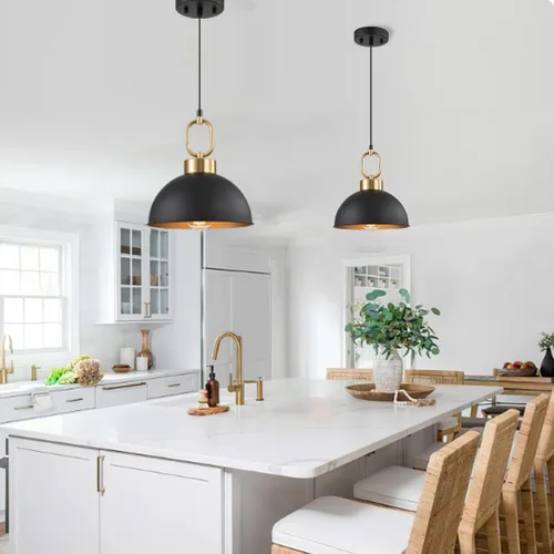 Miniatura 7 de Luces colgantes de granja para isla de cocina, iluminación colgante de una sola cúpula de 10.2 pulgadas, luces de isla modernas de altura ajustable
