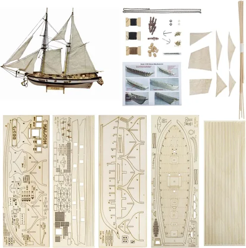 Miniatura 4 de GAWEGM Kits de modelo de barco de madera para adultos para construir, escala 1/100 1840 Halcon Baltimore Ship Kit de modelo de madera