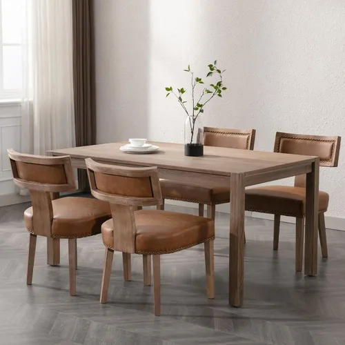 Miniatura 20 de BESTANO Juego de 2 sillas de comedor de ratán, modernas sillas de comedor de madera negra de mediados de siglo, sillas de comedor tapizadas de tela