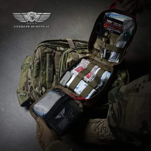 Miniatura 4 de EVERLIT Kit avanzado de trauma, torniquete CAT GEN-7, compatible con TCCC, bolsa táctica IFAK de combate militar con férula de 36 pulgadas de nylon