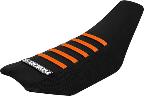 Enjoy Mfg Funda de asiento compatible con KTM SX50 SX 50 2009-2015 - All Black/Orange Ribs #90 JDR