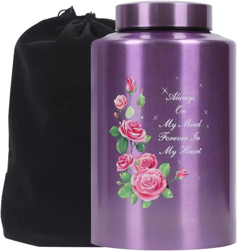 Miniatura 10 de Urnas para cenizas humanas adultas y mujeres de hasta 220 libras, urna de mariposa morada para cenizas de mamá con bolsa de terciopelo, urnas