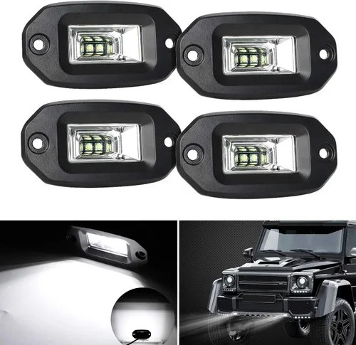 Miniatura 7 de EBESTauto - Manivelas LED de montaje empotrado, luz de trabajo LED de barra de luz de parachoques luces de conducción fuera de carretera LED lámpara