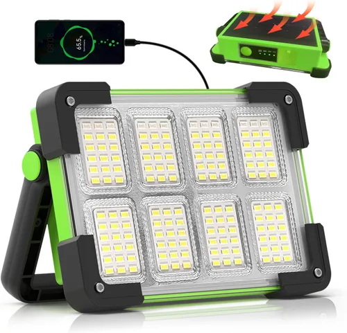 Miniatura 9 de Luz de Trabajo Solar Recargable de 120W, Luz de Inundación Portátil con Soporte, Luz de Trabajo LED de 144 LEDs 10000LM con 4 Modos, Luz de Trabajo