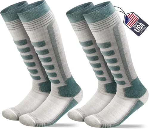 Miniatura 7 de 2 pares de calcetines de esquí de lana merina, fabricados en Estados Unidos, calcetines de esquí y snowboard para hombres y mujeres (Ashland)