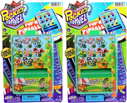 Miniatura 7 de JA-RU Mini juego de pinball de bolsillo (1 juguete) juguete de arcade de mano para niños. Juegos clásicos retro de mesa y juguetes vintage. Cesta
