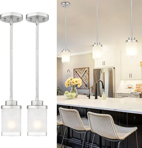 Miniatura 26 de TENGXIN Lámpara Colgante Moderna para Isla de Cocina, Accesorio de Lámpara de Techo Colgante de Oro Cepillado, Iluminación Colgante de Estilo Granja