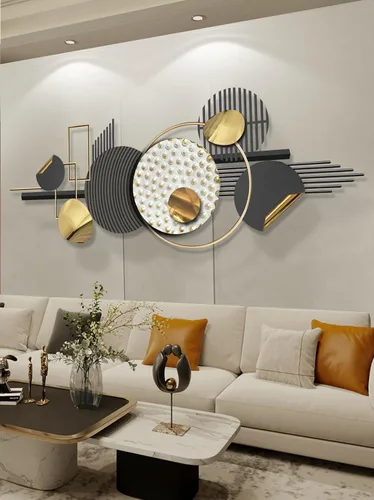 Miniatura 9 de ERMOFAV Decoración de Pared, Arte de Pared Geométrico Circular de Metal Moderno y Creativo, 59x24 Pulgadas Grandes Esculturas de Pared de Metal