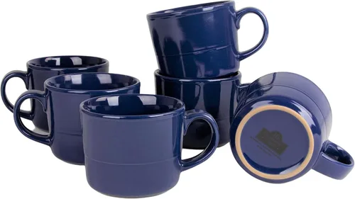 Double Line - Taza de 3.75 pulgadas/12 onzas, juego de 6, azul cobalto