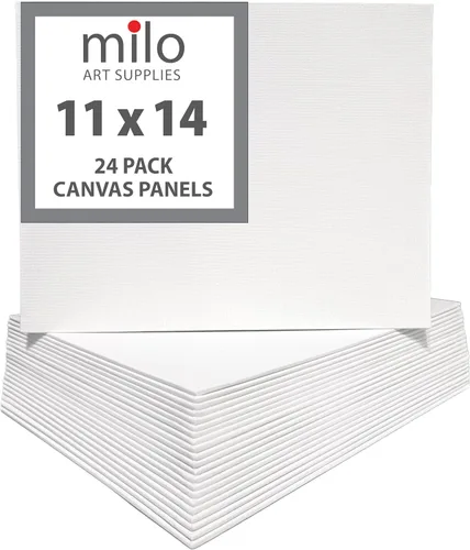 milo Tableros de lienzo para pintar | 11 x 14 pulgadas | Paquete de 24 paneles de lienzo planos, imprimados y listos para pintar suministros de arte