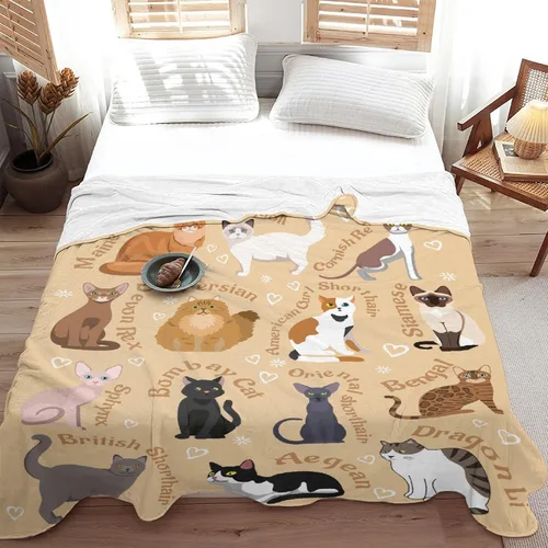 Miniatura 4 de Manta de gatos para amantes de los gatos - 40x50 pulgadas, mantas de franela suaves con patrón de gatos lindos, acogedoras, para gatos de raza