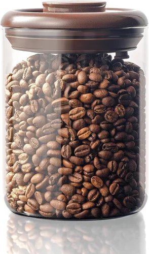 Miniatura 8 de Recipiente de vidrio para café molido hermético de 10 oz – Bote de café molido con tapa Pop Top y válvula de CO₂, recipiente de granos de café