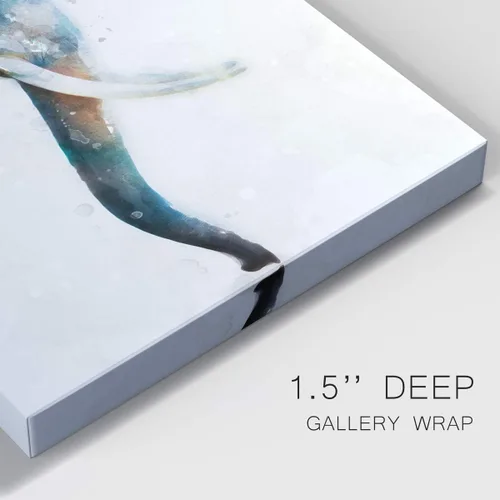 Miniatura 6 de Renditions Gallery Watercolor Elephant Gallery Wrapped Canvas Wall Art, 12x18, Black/White