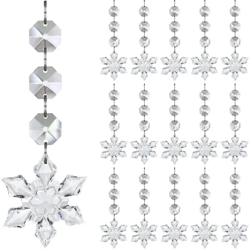 Miniatura 6 de Jishi 30 piezas de adornos de copo de nieve de cristal para decoración de árbol de Navidad, adornos de copo de nieve de acrílico transparente