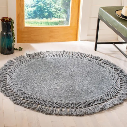 Miniatura 21 de SAFAVIEH Sahara Collection SAH490A - Alfombra de borlas hecha a mano estilo bohemio, redonda de 3 pies, color beige