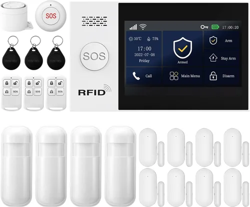 Sistema de seguridad para el hogar Sistema de alarma para la seguridad del hogar Pantalla táctil WiFi inalámbrico Alarma para el hogar Kit de 21