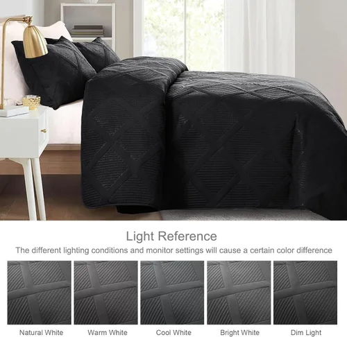 Miniatura 3 de Exclusivo Mezcla Juego de Edredón Tamaño Twin con Patrón de Rayas Moderno, Juego de Ropa de Cama de Edredones Negros Ligeros de 2 Piezas, Cubrecamas