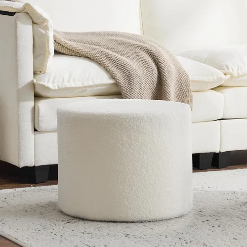 Miniatura 10 de Bezseller Soft Boucle Puf otomano, cómodo reposapiés, relleno de espuma completa para sala de estar, dormitorio, comodidad ligera y encantador, Negro