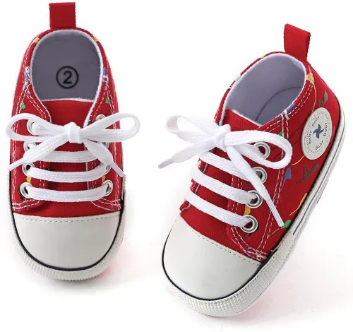 Miniatura 3 de Zapatos unisex para bebés, niñas y niños, suela suave, lona para recién nacidos, primeros pasos, zapatillas altas antideslizantes