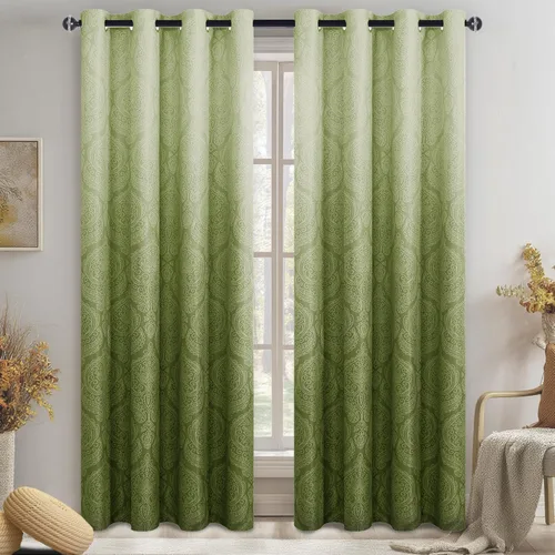 Miniatura 103 de DWCN - Cortinas blackout para dormitorio, diseño de damasco con aislamiento térmico y ojales, para sala de estar, juego de 2 paneles de cortina Gris