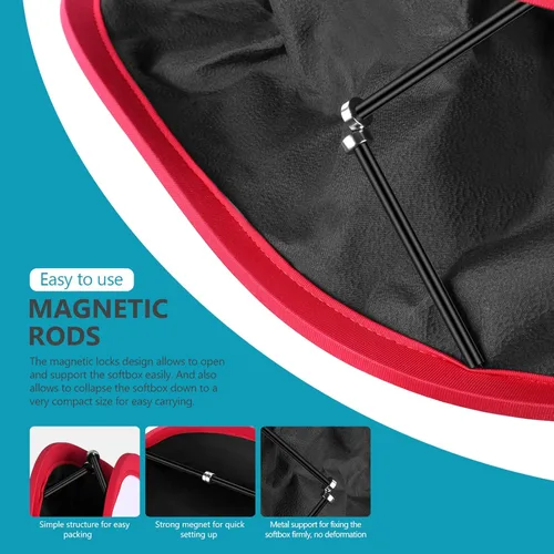 Miniatura 4 de Neewer Caja de luz Softbox plegable con clip de correa, rejilla y bolsa de transporte Compatible con paneles de luz LED Neewer 480/660/530, apertura