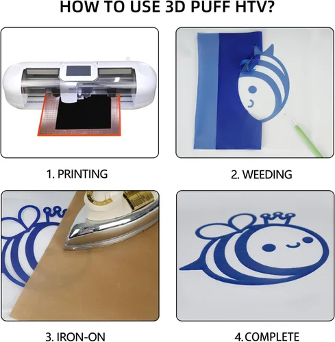 Miniatura 5 de guangyintong Rollos de vinilo de transferencia de calor azul 3D, 12 pulgadas x 8 pies, vinilo azul para planchar para camisetas, vinilo HTV