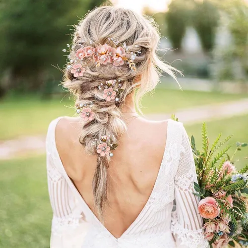 Miniatura 2 de 5 Piezas Horquillas de Flores Nupciales para Cabello de Boda Peines de Cabello de Cristal y Perla Clips Tocado Dorado Accesorios de Cabello de Boda