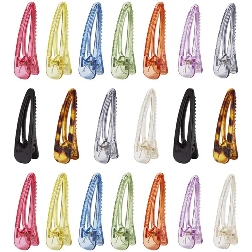 Lawie Paquete de 20 pinzas de pelo grandes de resina acrílica de plástico, triángulo, geométrico, hueco, transparente, vintage, caramelo, coloridas,