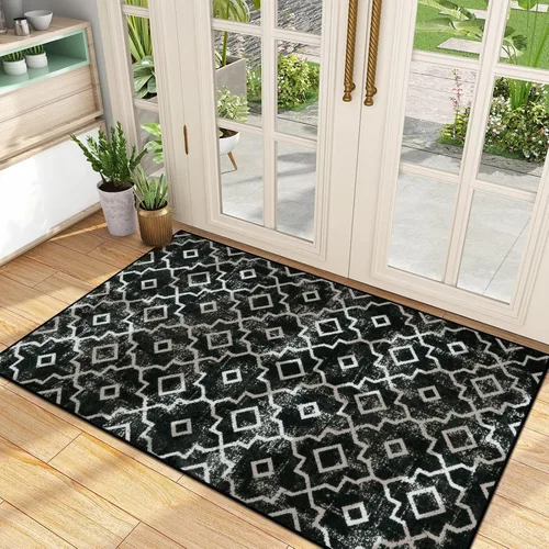 Miniatura 10 de Wonnitar Tapete marroquí para puerta interior, antideslizante, lavable a máquina, de perfil bajo, atrapador de suciedad, de bienvenida para entrada