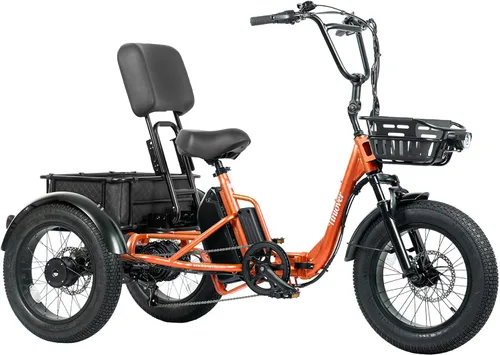 Miniatura 17 de Folding Electric Tricycle for Adults 2 Seater, 20MPH 100 Miles 4" Wide Fat Tire Electric Trike, 3 Wheel Electric Bike 1200W, 48V 20AH Battery