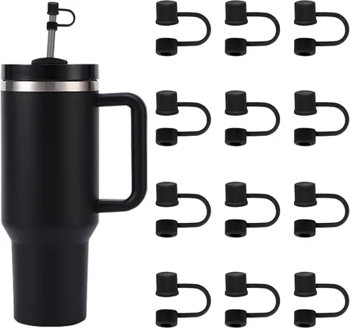 Miniatura 14 de 6 piezas de cubiertas de pajita de silicona con tapa compatible con vaso Stanley de 30-40 oz con mango, tapa de 10 mm, cubiertas de pajita a prueba