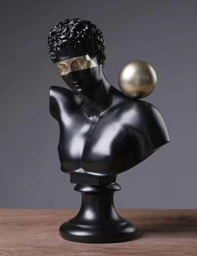 Miniatura 4 de Estatua griega de busto abstracta, escultura moderna, regalo para el hogar, centro de mesa para estantería, escritorio, oficina, negro, 13.8 pulgadas