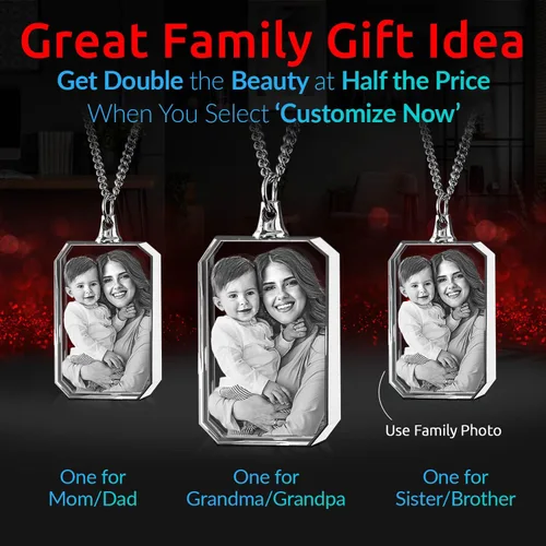 Miniatura 2 de ArtPix 3D - Accesorios de cristal grabado a láser personalizables, collar con dije rectangular, regalos personalizables, ideales para cualquier