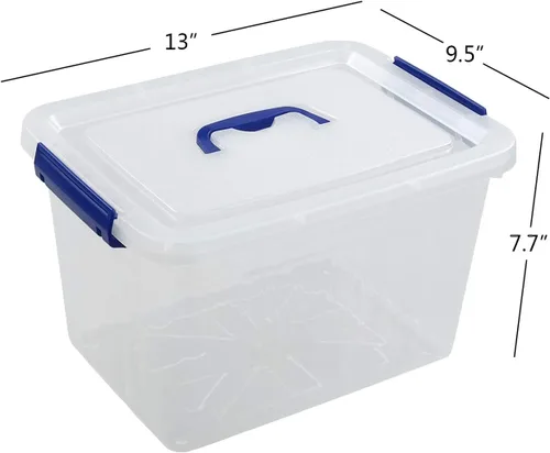 Miniatura 3 de Caja de almacenamiento de plástico transparente de 10 L, caja de almacenamiento con asa, paquete de 6