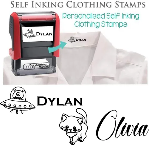 Miniatura 2 de Sello de ropa etiqueta personalizada. ELIGE SU DISEÑO y FONT - Sello su ropa con su nombre personalizado. Ideal para camisetas de niños Sello